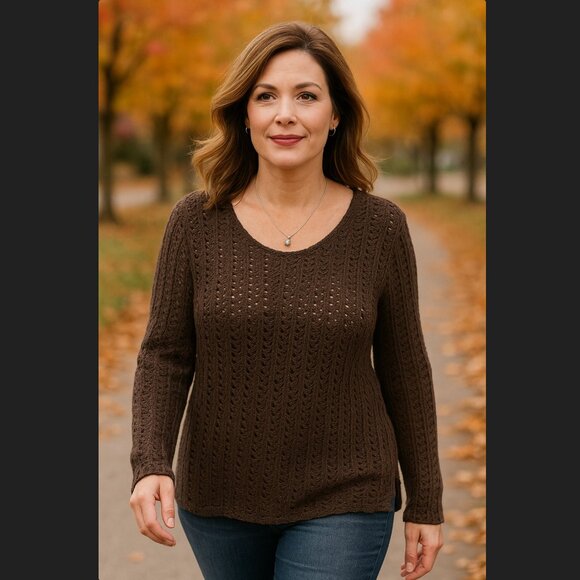 VTG J.Jill Sz XL Loose Open Knit Long Sleeve Cotton Pullover Sweater Shale NWT - Picture 1 of 16